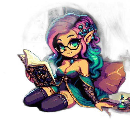dress, staff, fantasy art, pixel art transparent PNG cut-out