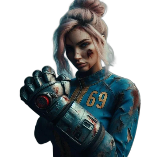 robot, jacket, weapon, face transparent PNG cut-out