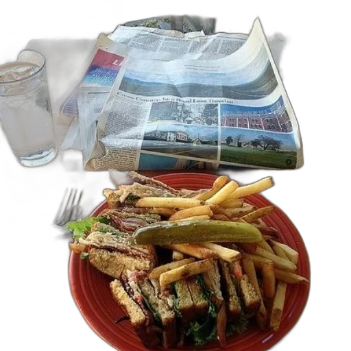 food, plate, sandwich, fries transparent PNG cut-out