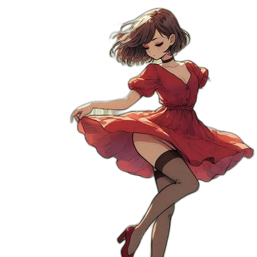 dress, shoes, concept art, anime transparent PNG cut-out