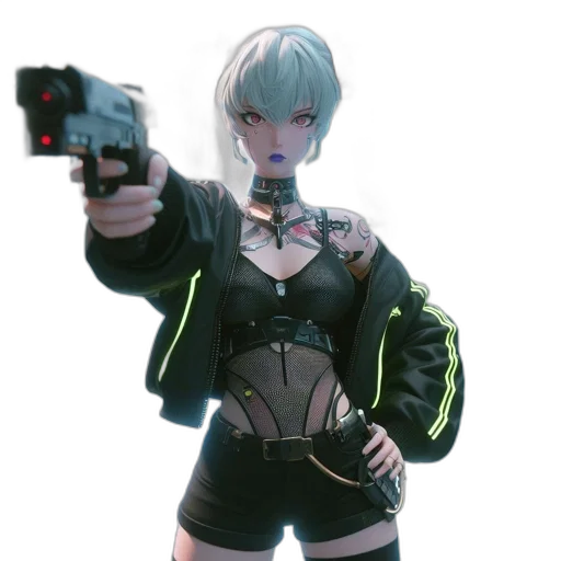 weapon, jacket, robot, staff transparent PNG cut-out