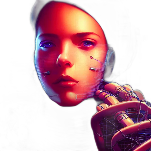 robot, face, mask, cyberpunk transparent PNG cut-out