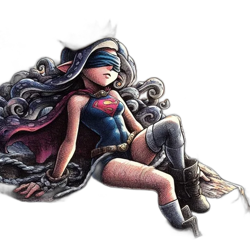 mask, hair, comic book art, concept art transparent PNG cut-out