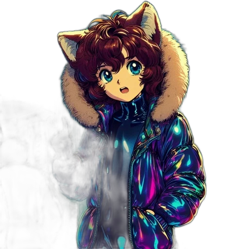 jacket, staff, mask, creature transparent PNG cut-out
