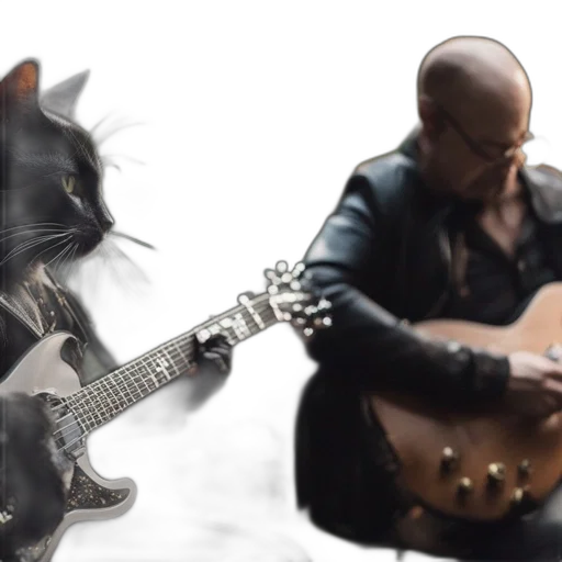 photorealistic, anthropomorphic, cat, plays transparent PNG cut-out