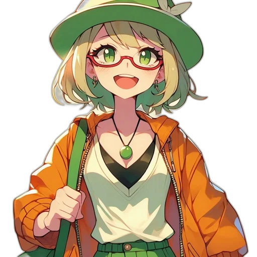 hat, jacket, staff, flower transparent PNG cut-out
