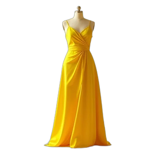 dress, 3d render, golden, asymmetric transparent PNG cut-out