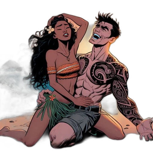 comic book art, concept art, underwater, beach transparent PNG cut-out