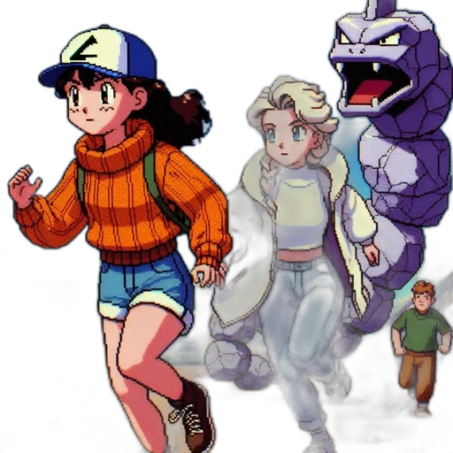 concept art, pixel art, anime, comic book art transparent PNG cut-out
