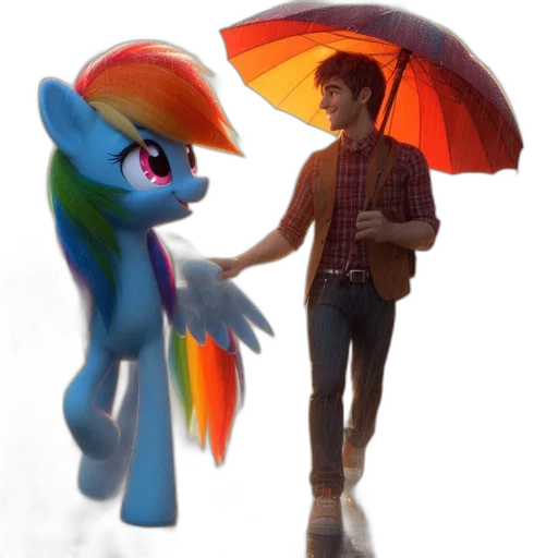 umbrella, jacket, staff, 3d render transparent PNG cut-out