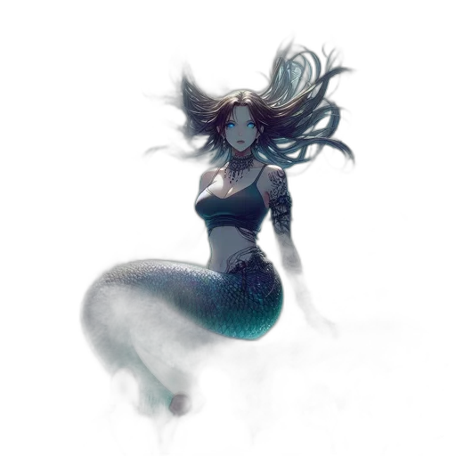 creature, dress, hair, concept art transparent PNG cut-out