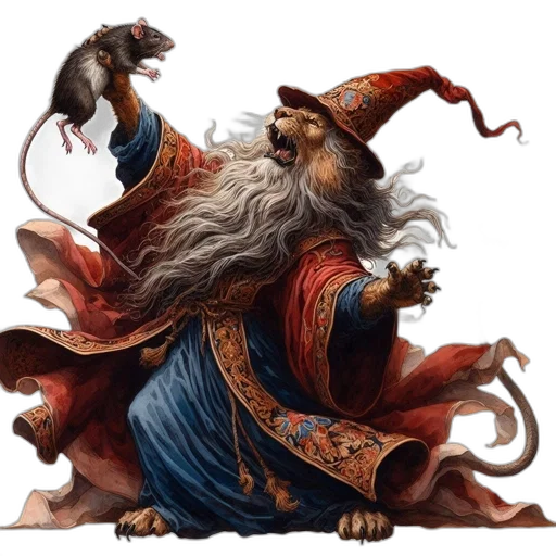 dragon, creature, staff, fantasy art transparent PNG cut-out
