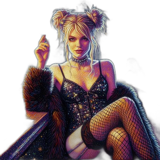 dress, fantasy art, cyberpunk, comic book art transparent PNG cut-out