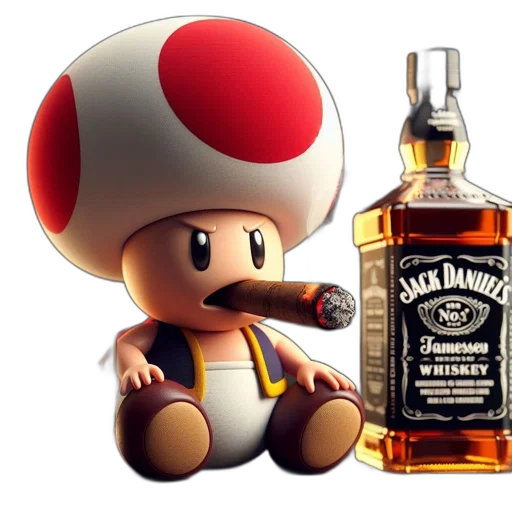 bottle, hat, weapon, 3d render transparent PNG cut-out