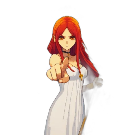 dress, staff, weapon, pixel art transparent PNG cut-out