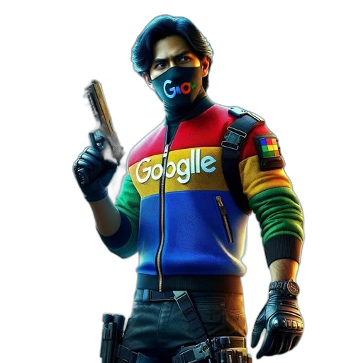 jacket, weapon, staff, face transparent PNG cut-out