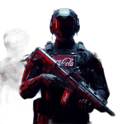 robot, weapon, concept art, 3d render transparent PNG cut-out