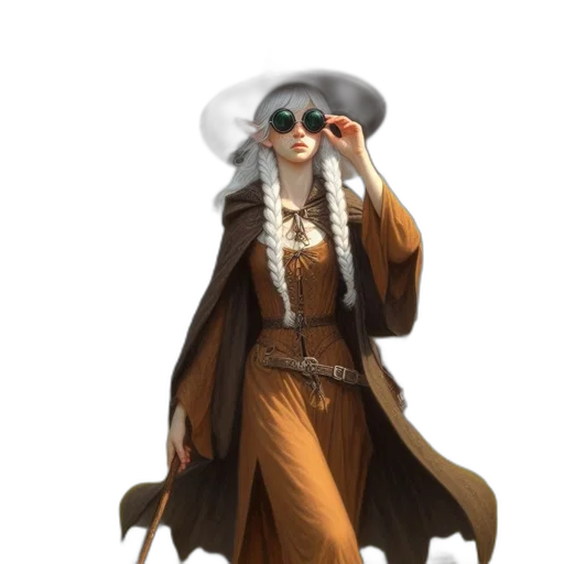 jacket, hat, staff, concept art transparent PNG cut-out
