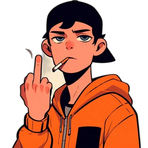 jacket, face, staff, weapon transparent PNG cut-out
