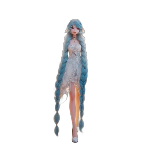 dress, hair, staff, creature transparent PNG cut-out