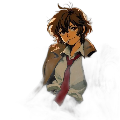jacket, staff, face, weapon transparent PNG cut-out