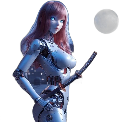 robot, dress, staff, weapon transparent PNG cut-out