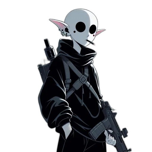 mask, jacket, weapon, staff transparent PNG cut-out