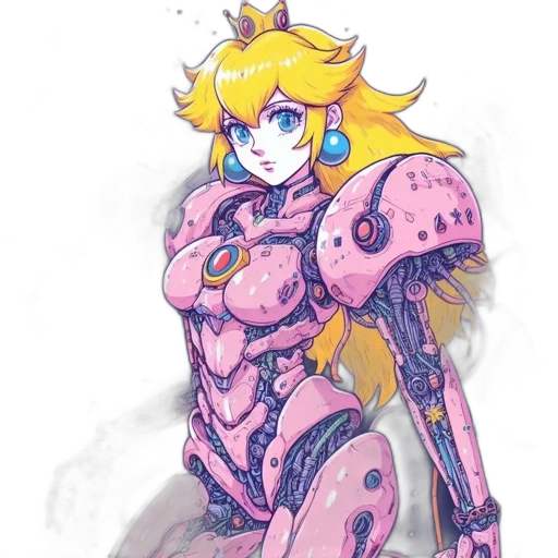 robot, dress, weapon, crown transparent PNG cut-out