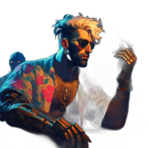 jacket, face, dragon, staff transparent PNG cut-out