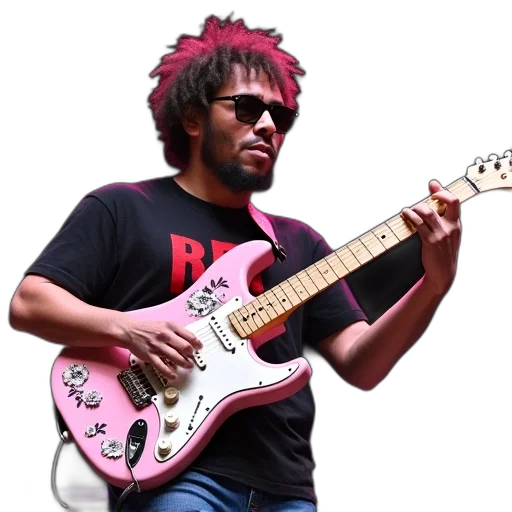 person, playing, electric, guitar transparent PNG cut-out