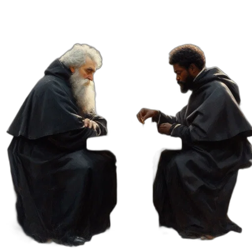 concept art, 3d render, two, monks transparent PNG cut-out