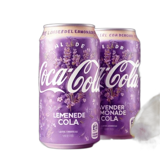 bottle, two, lavender-themed, coca-cola transparent PNG cut-out