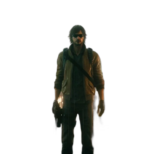 jacket, staff, weapon, mask transparent PNG cut-out
