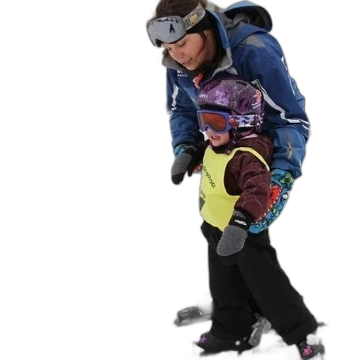 woman, child, skiing, chickadee transparent PNG cut-out