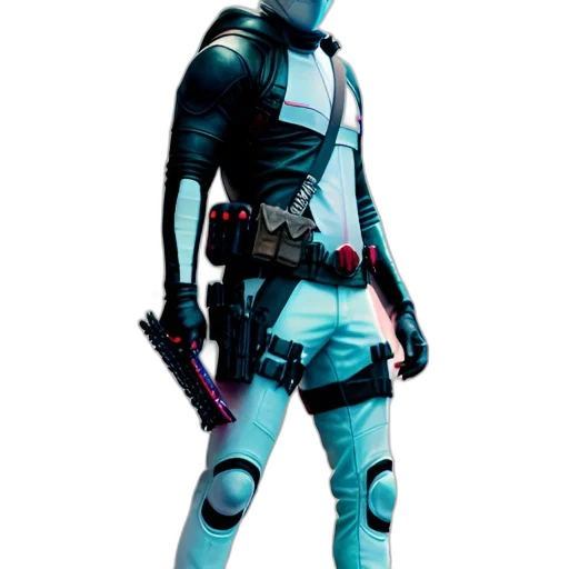 staff, jacket, robot, weapon transparent PNG cut-out