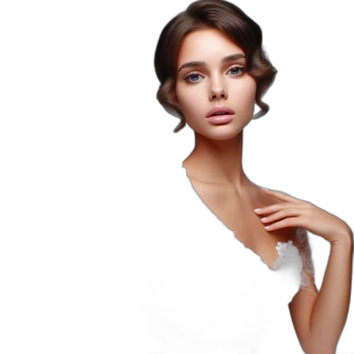 dress, hair, jewelry, face transparent PNG cut-out