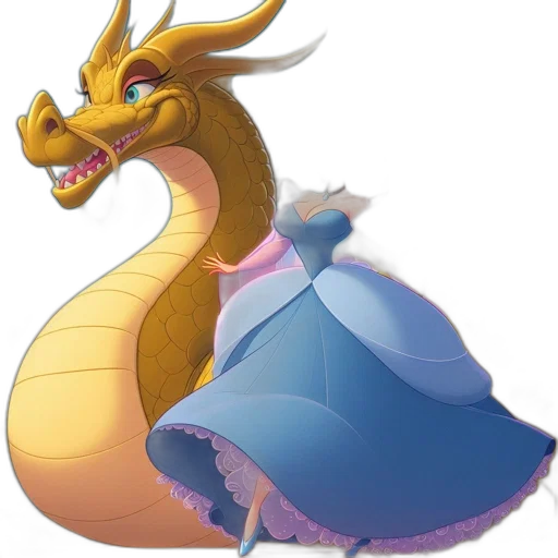 dragon, dress, animal, crown transparent PNG cut-out