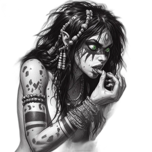 jewelry, fantasy art, cyberpunk, pencil sketch transparent PNG cut-out