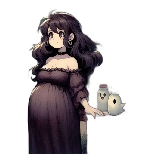 dress, staff, creature, crown transparent PNG cut-out