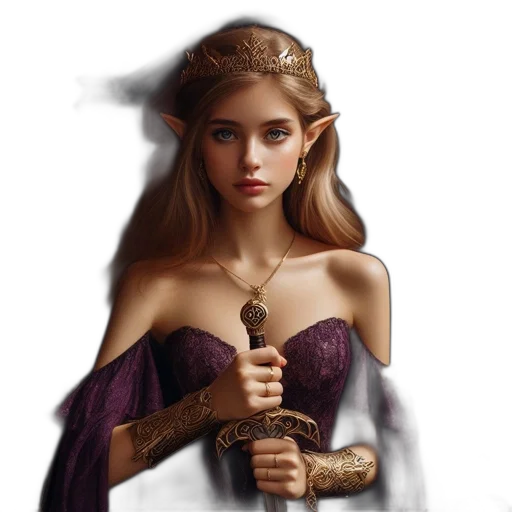sword, jewelry, dress, staff transparent PNG cut-out