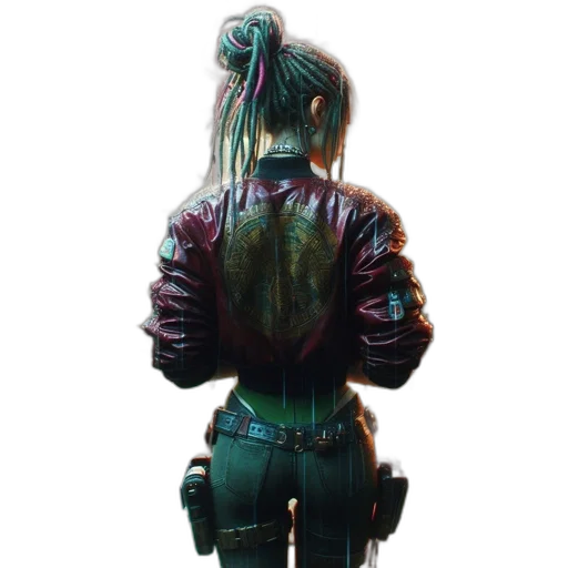 jacket, robot, staff, weapon transparent PNG cut-out