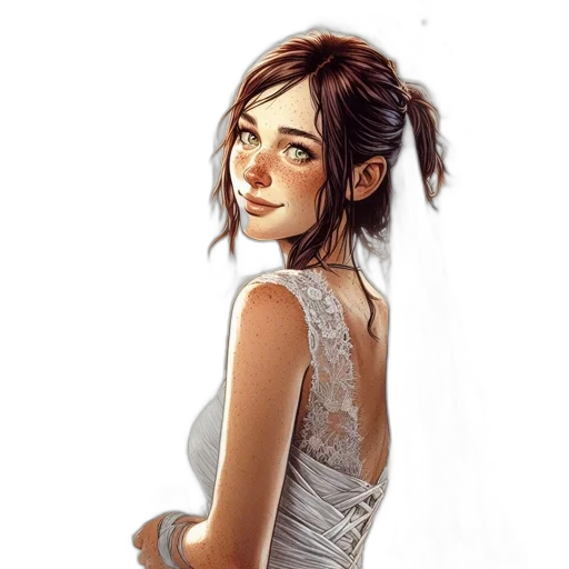 dress, face, concept art, fantasy art transparent PNG cut-out