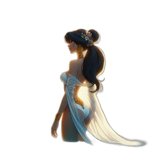 dress, crown, jewelry, staff transparent PNG cut-out
