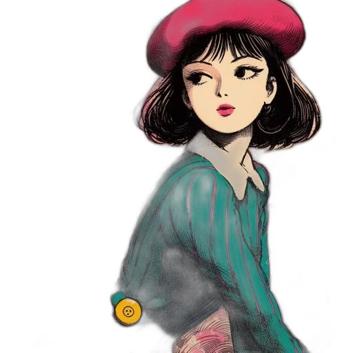 dress, hat, watercolor, concept art transparent PNG cut-out