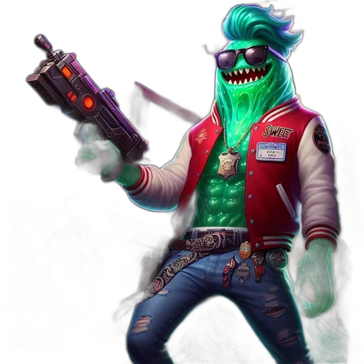 jacket, creature, weapon, staff transparent PNG cut-out