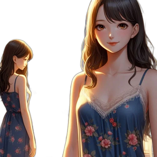 dress, face, anime, photorealistic transparent PNG cut-out