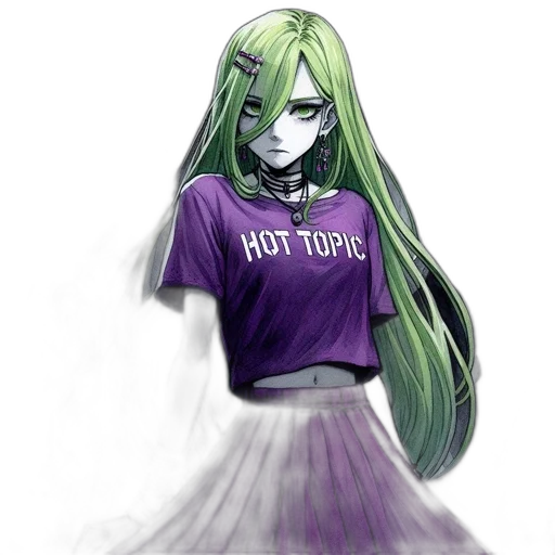 dress, hair, staff, pixel art transparent PNG cut-out