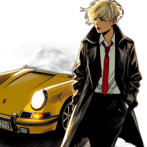 jacket, car, comic book art, concept art transparent PNG cut-out