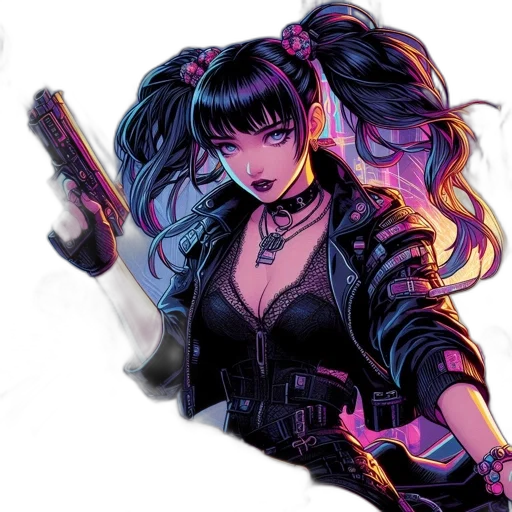 weapon, cyberpunk, comic book art, concept art transparent PNG cut-out