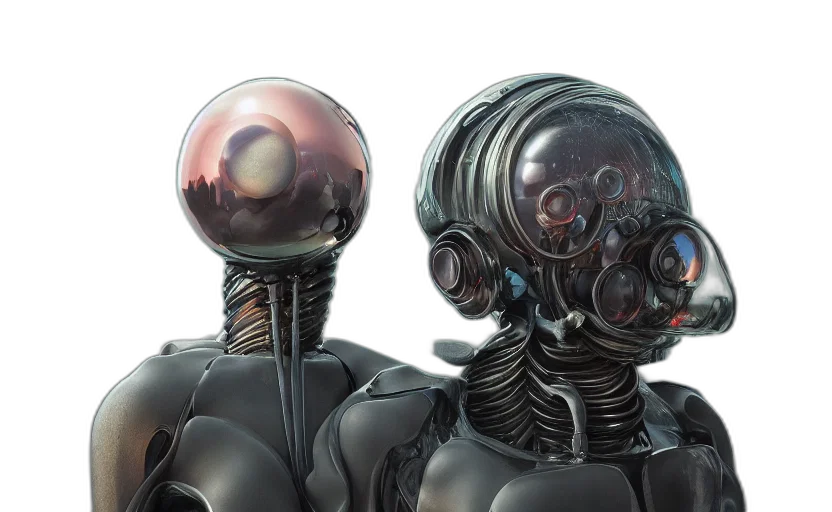 robot, concept art, 3d render, cyberpunk transparent PNG cut-out